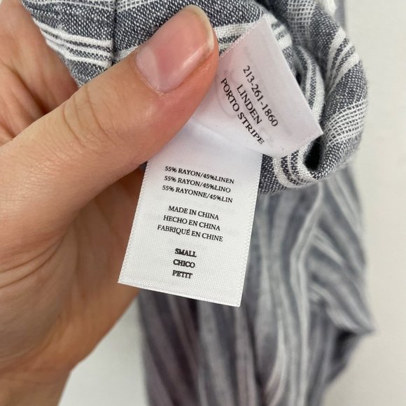 Rails Woman's Sz S Blue and White Striped Linen Blend Pull On Straight Leg - Picture 6 of 8
